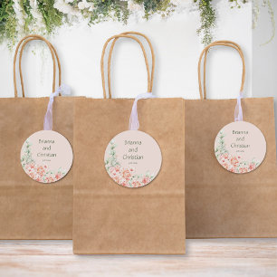 Peach Cream and Sage Green Floral Garden Classic Round Sticker