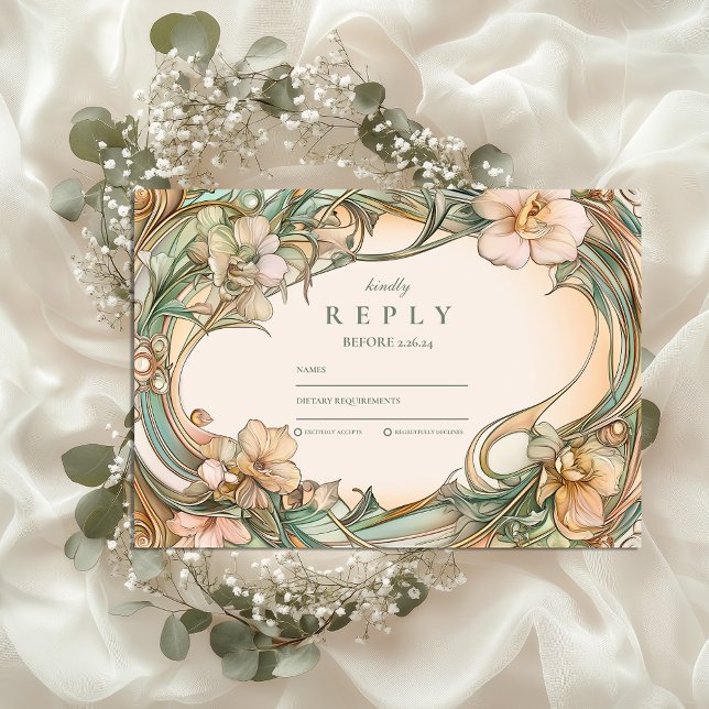 Peach Cream Bloom wedding RSVP Card (Creator Uploaded)