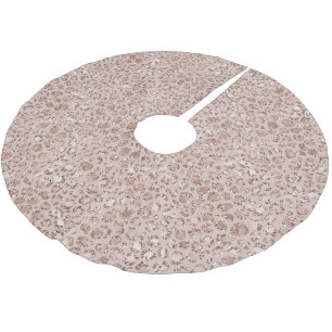 Peach Cream Blush Leopard Print Glitter            Brushed Polyester Tree Skirt