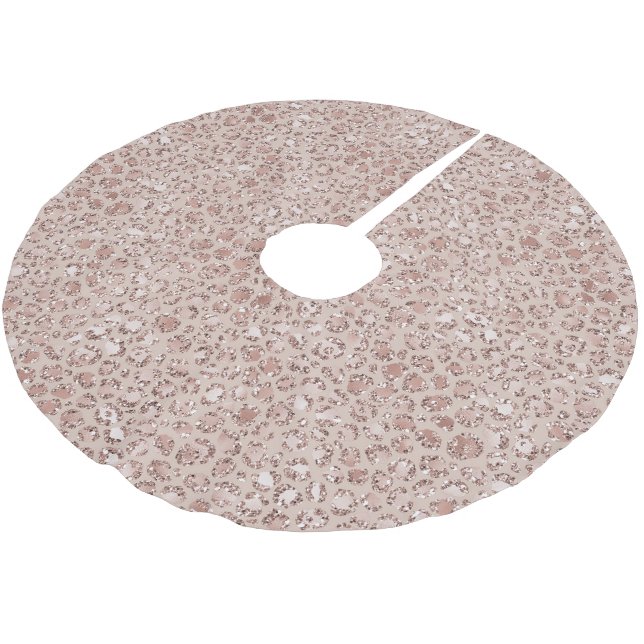 Peach Cream Blush Leopard Print Glitter            Brushed Polyester Tree Skirt (Angled)