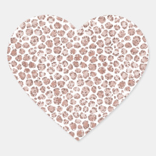 Peach Cream Blush Leopard Print Glitter         Heart Sticker
