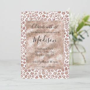Peach Cream Blush Leopard Print Glitter       Invitation