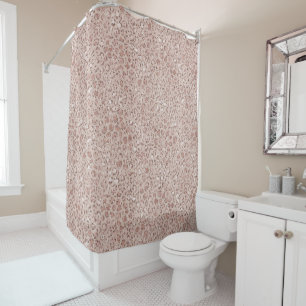 Peach Cream Blush Leopard Print Glitter     Shower Curtain