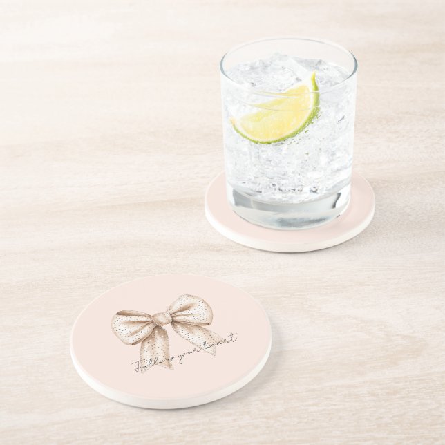 Peach Cream Bow Coaster (Side)