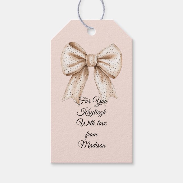 Peach Cream Bow Gift Tags (Front)