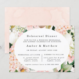 Peach Cream Hydrangeas Tulip Rehearsal Dinner Invitation