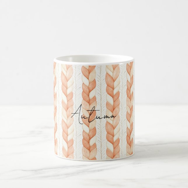Peach Cream Knot Stripes Coffee Mug (Center)