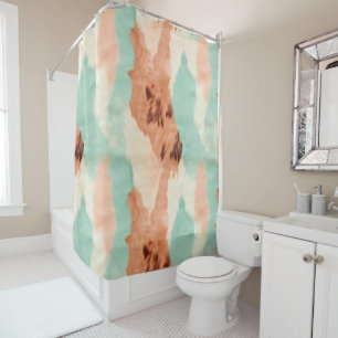 Peach Cream Mint Cowgirl Cowhide Shower Curtain