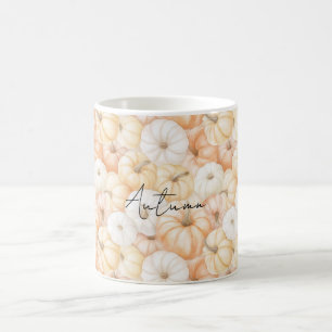 Peach Cream White Orange Pumpkins Coffee Mug