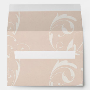 Peach & Creamy White Floral Swirl Elegant Wedding Envelope