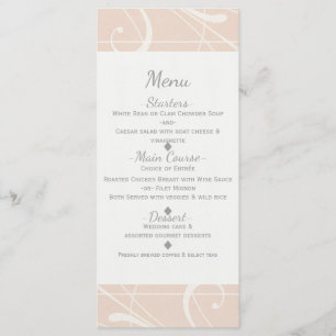 Peach & Creamy White Floral Swirl Wedding Menu
