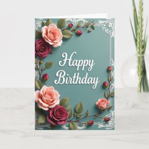 Peach Crimson Birthday Card
