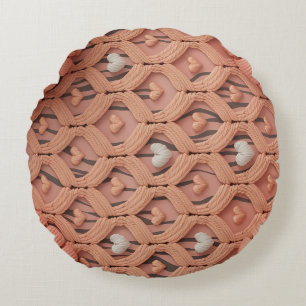 Peach Crochet Tiger Pattern Pillow Cover