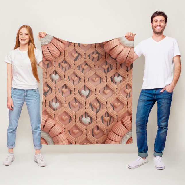 Peach Crochet Tiger Pattern Throw Blanket – Cosy  (In Situ)