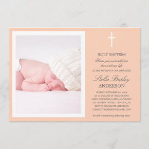 PEACH CROSS   BAPTISM INVITATIONS