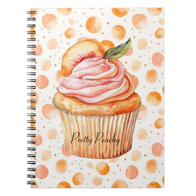 Peach Cupcake Whimsical Dots Notebook (Front)