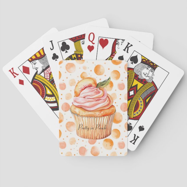 Peach Cupcake Whimsical Dots   Playing Cards (Back)