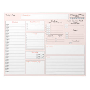 Peach   Daily Planner   5 and 1 Food Journal  Notepad