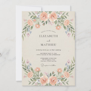 Peach Dainty Spring Floral Wedding Invitation