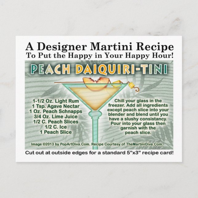PEACH DAIQUIRI MARTINI RECIPE POSTCARD (Front)
