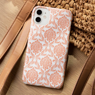 Peach Damask Pattern iPhone 15 Pro Max Case