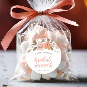 Peach Delicate Floral Bridal Bunch Classic Round Sticker