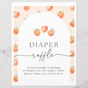 Peach Diaper Raffle Sign Peach Baby Shower