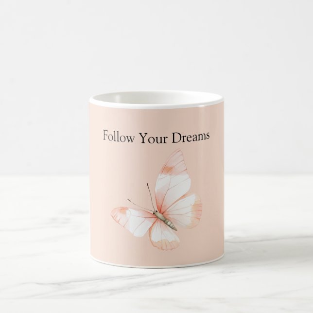 Peach Dreams Butterfly Coffee Mug (Center)