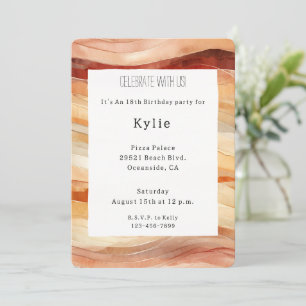 Peach Dusty Cream Waves Birthday   Invitation