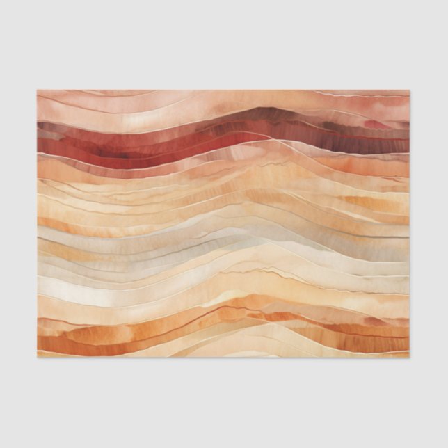 Peach Dusty Cream Waves Birthday Tissue Paper (Front)