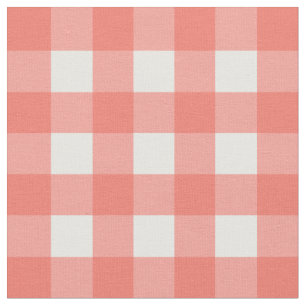 Peach Echo & White Gingham Check Fabric