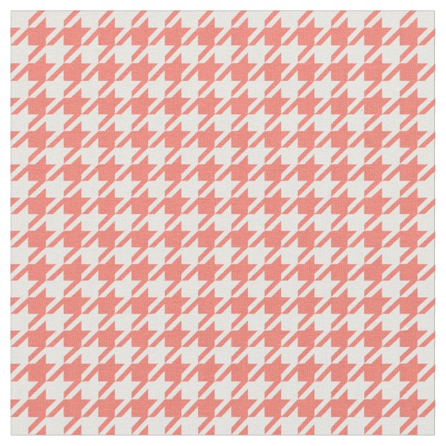 Peach Echo & White Houndstooth Fabric (Close Up)