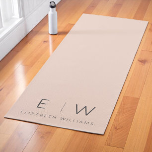 Peach Elegant Modern Minimalist Monogram Name Yoga Mat
