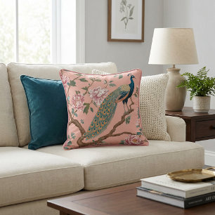 Peach elegant retro stylish pattern Throw Pillow