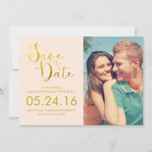 Peach Elegant Script Save the Date