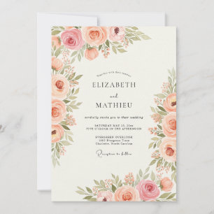 Peach Enchanting Spring Wedding Invitation