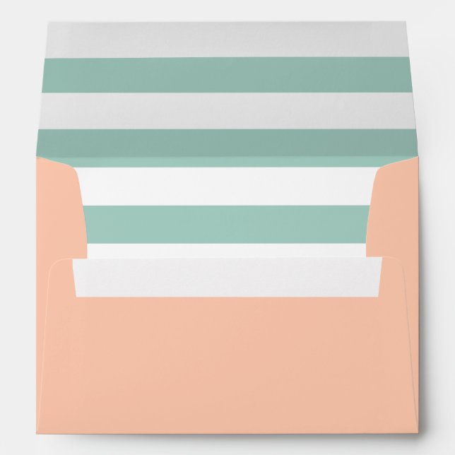 Peach Envelope With Mint Green and White Stripes (Back (Bottom))