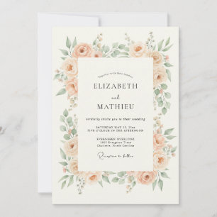 Peach Ethereal Blossom Wedding Invitation