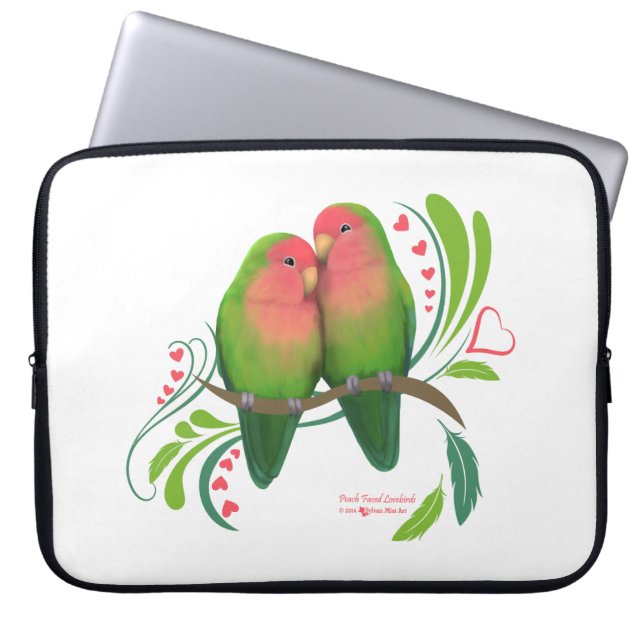 Peach Faced Love Birds Laptop Sleeve (Front)