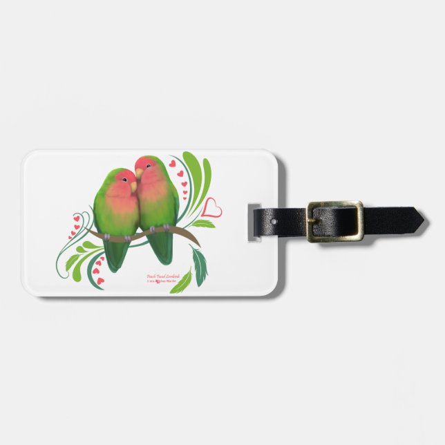 Peach Faced Love Birds Luggage Tag (Front Horizontal)