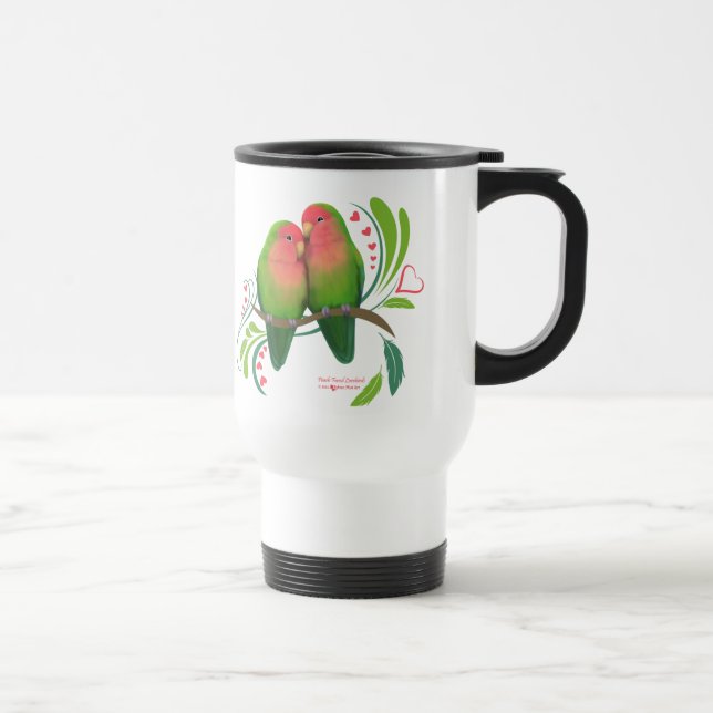 Peach Faced Love Birds Travel Mug (Right)