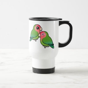 Peach-faced Lovebird Adorable Pair Travel Mug
