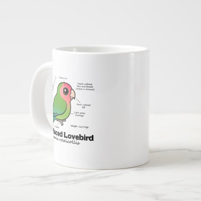 Peach-faced Lovebird Statistics Large Coffee Mug (Front Left)