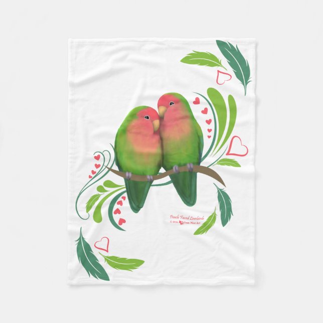 Peach Faced Lovebirds Fleece Blanket (Front)