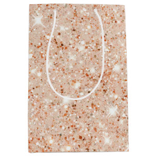 Peach Faux Glitter Birthday Medium Gift Bag