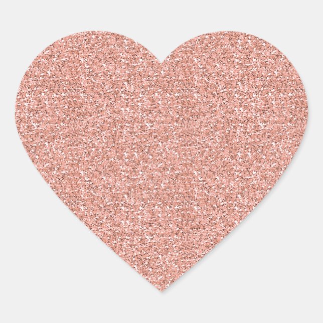 Peach Faux Glitter Heart Sticker (Front)