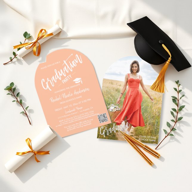 Peach Fizz Arch Photo Grad Invite (Creator Uploaded)
