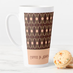 Peach Floral Accented Latte Mug