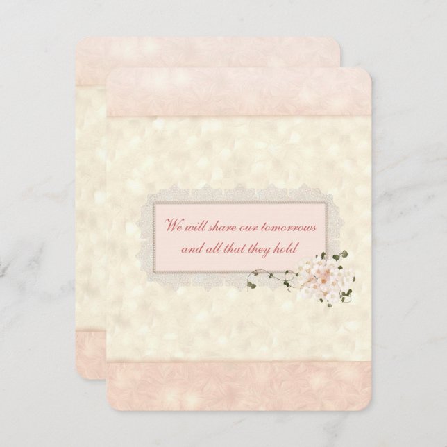 Peach Floral and Lace Wedding Invitation (Front/Back)