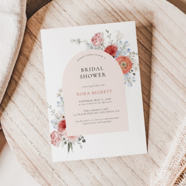 Peach Floral Arch Bridal Shower Invitation (Creator Uploaded)